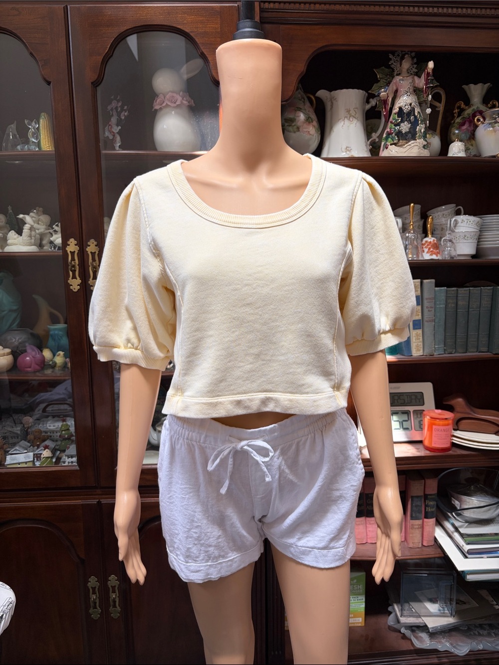 aerie Cream Puff-Sleeve Cropped Top